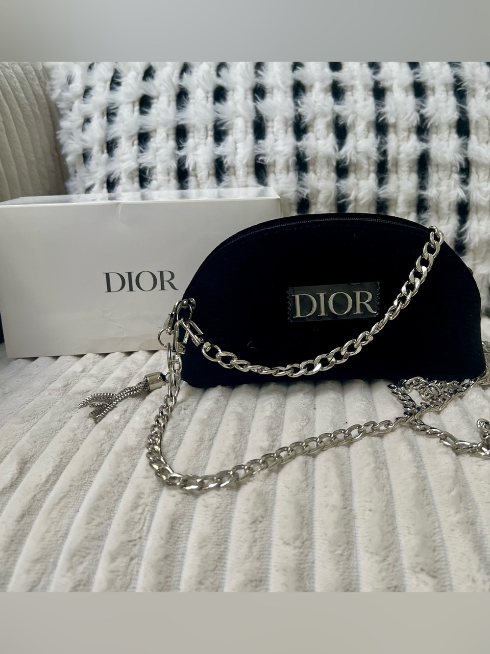 Dior Velvet Upcycled Beauty to Crossbody Bag with Charms